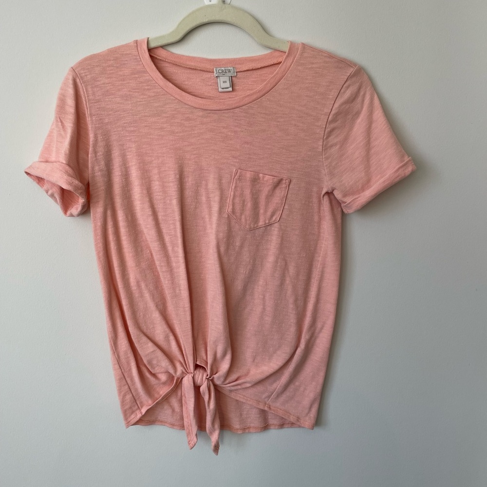 Peach tie front tee